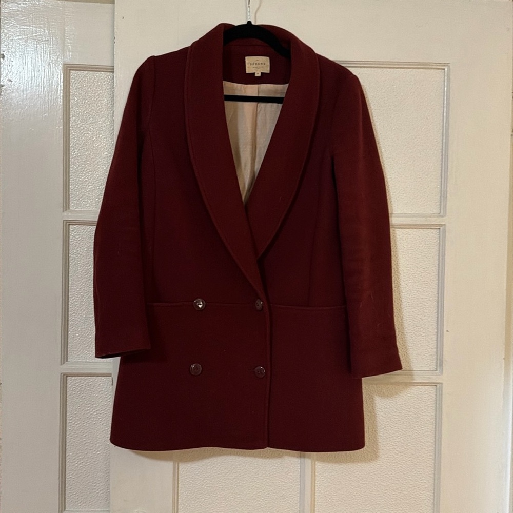 Sézane James coat - burgundy in size 36